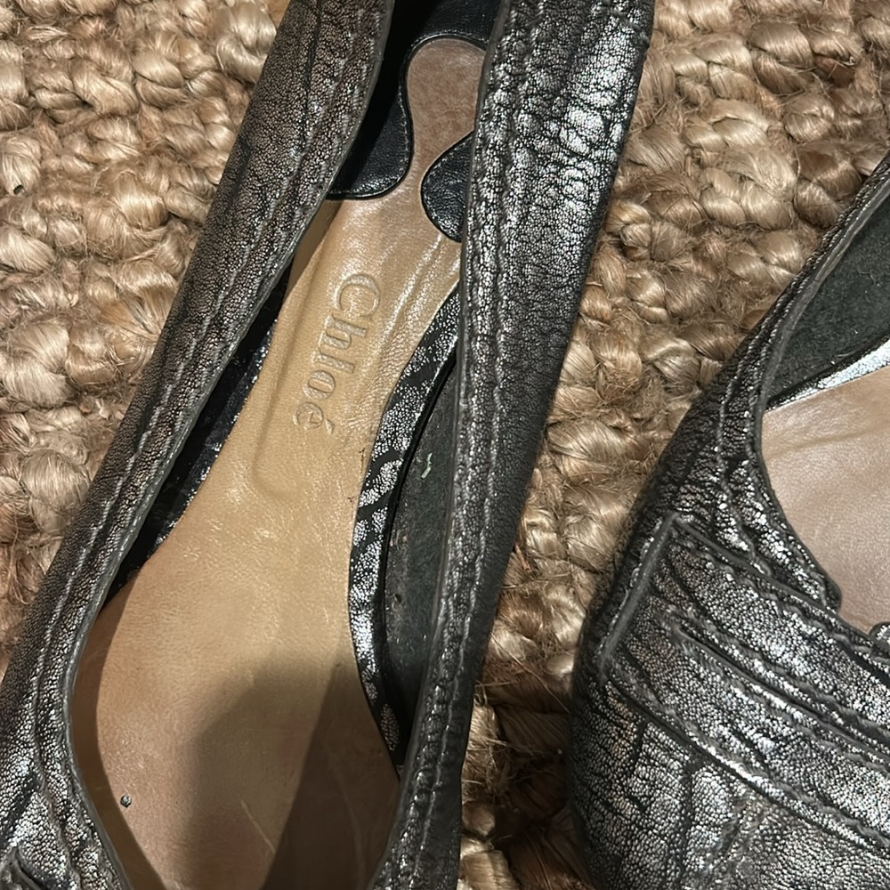 Chloe Silver Ruffled Textured Ballet Flats - Picture 5 of 9